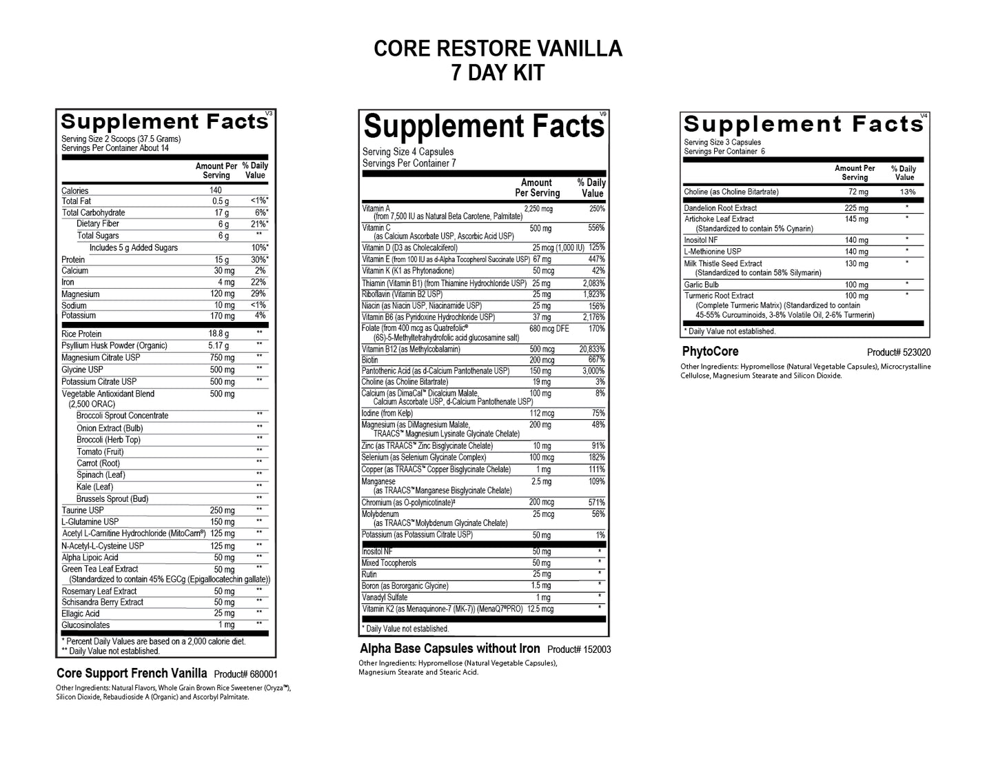 Core Restore 7 day kit - French Vanilla